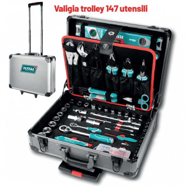 Total Valigia trolley in alluminio con 147 utensili assortiti Art