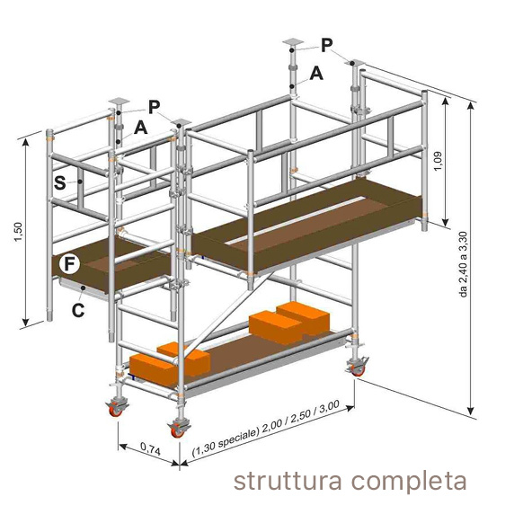 Svelt Trabattello in alluminio Mod. Tempo balcone lunghezza elemento 2,5 mt  Struttura Completa - Il Ferramenta